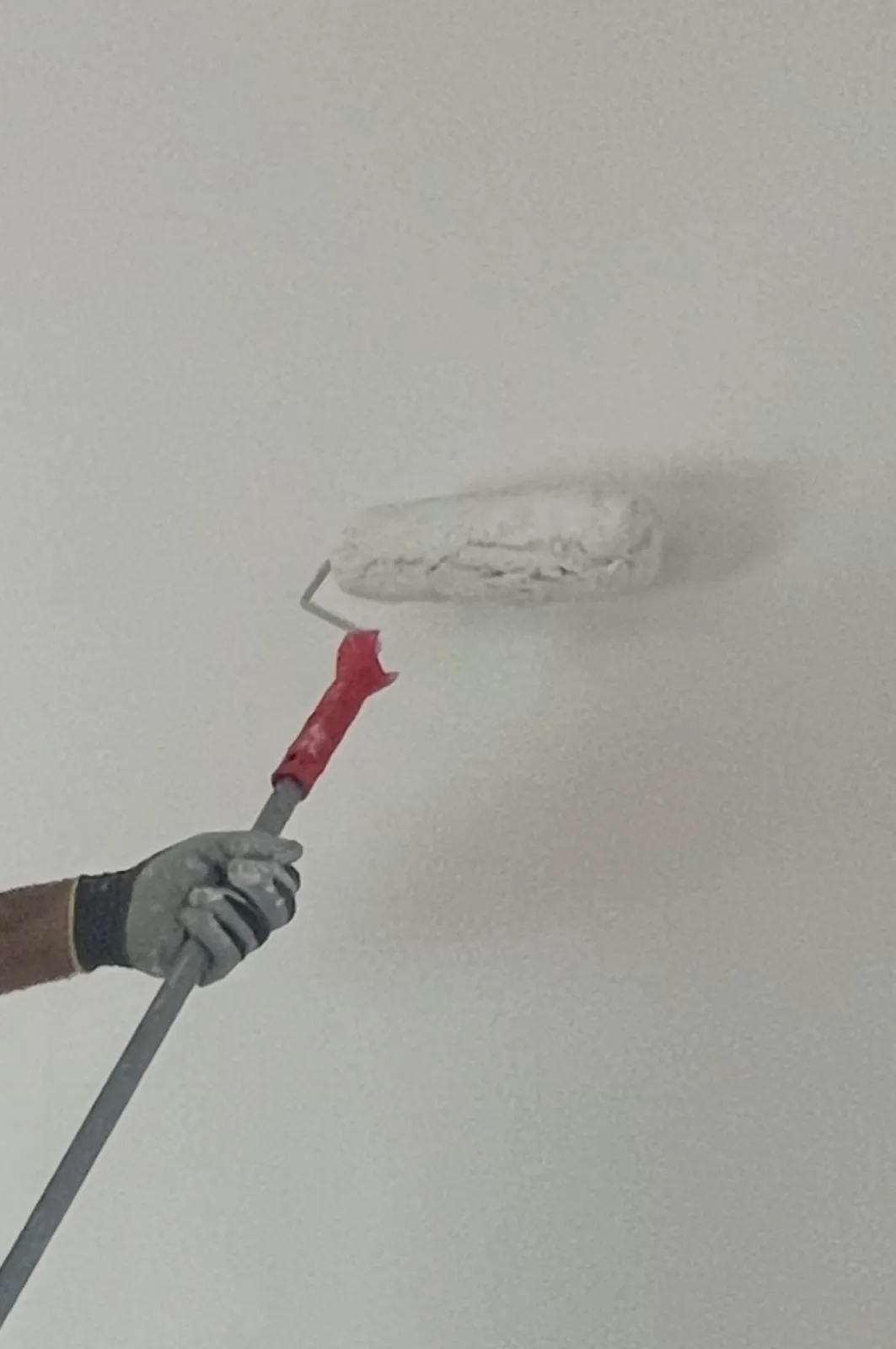 Eine vorbereitete Wand erhält den abschließenden Rollenauftrag.